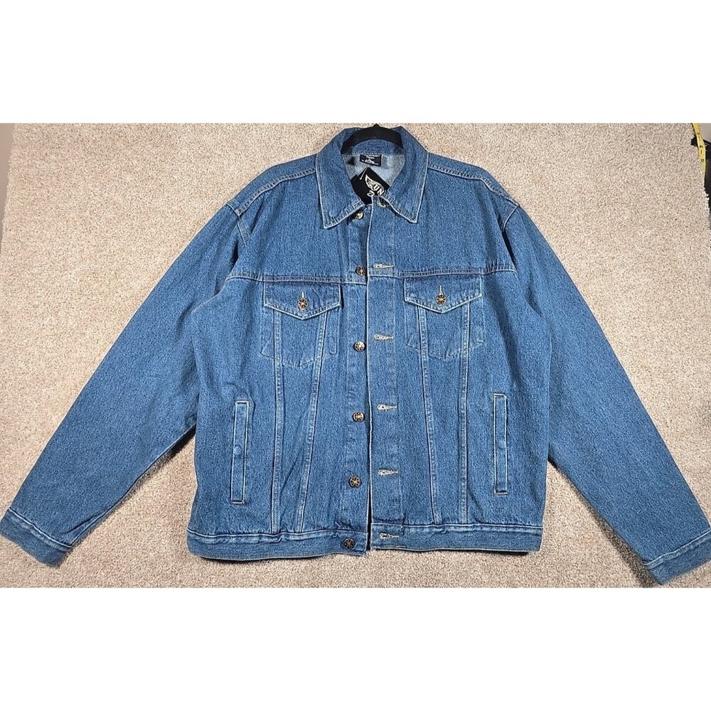 Unik Blue Cotton Denim Trucker Jacket Motorcycle Biker Western Outdoor Men's XL